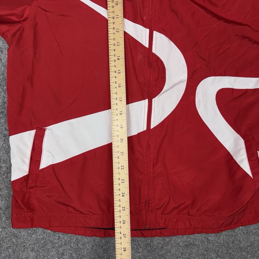 Mizuno Windbreaker Jacket Mens XL Full Zip Athletic Track Running Red White Gym - Picture 9 of 13